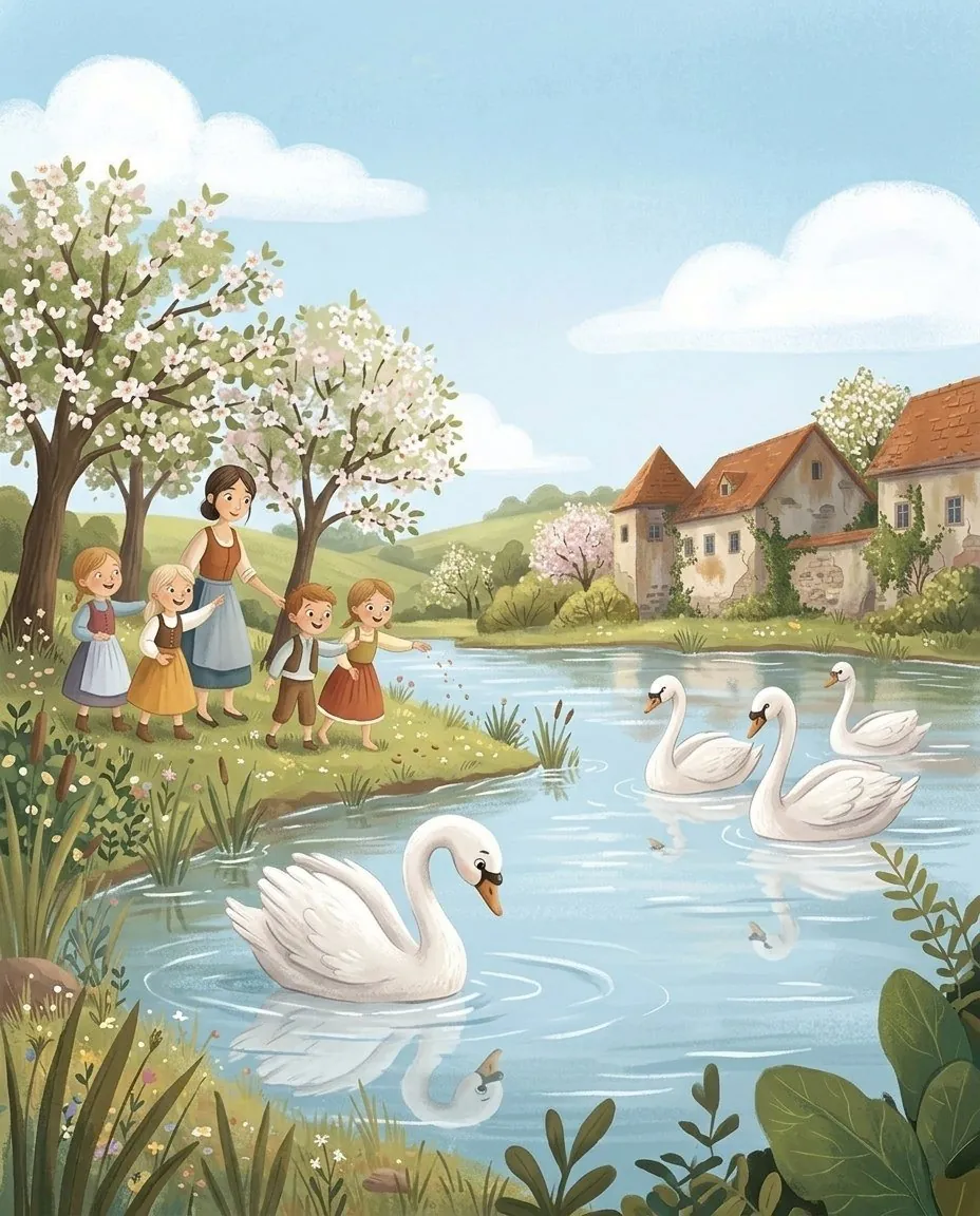 Ein junger weißer Schwan auf dem See im Frühling